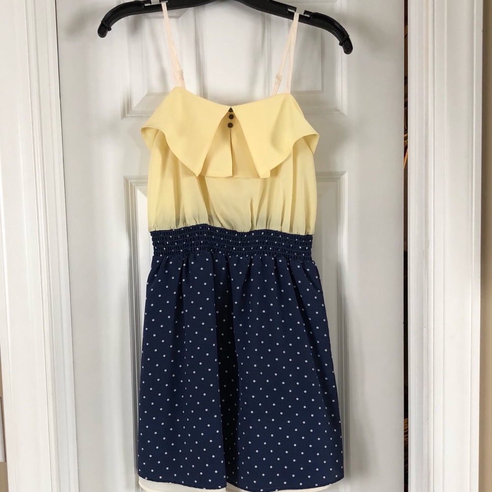 Yellow and navy dress